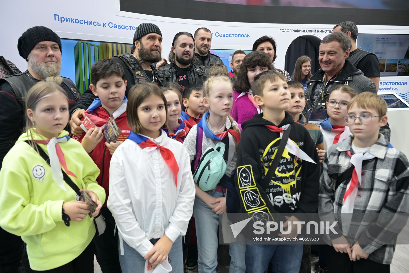 Night Wolves bikers' club president Alexander 'Surgeon' Zaldastanov visits RUSSIA EXPO