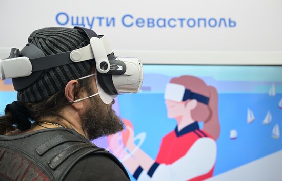 RUSSIA EXPO. Night Wolves bikers' club president Alexander 'Surgeon' Zaldastanov. Location: Russia, Moscow. Author: Vladimir Astapkovich/Sputnik. Night Wolves bikers' club president Alexander 'Surgeon' Zaldastanov visits RUSSIA EXPO