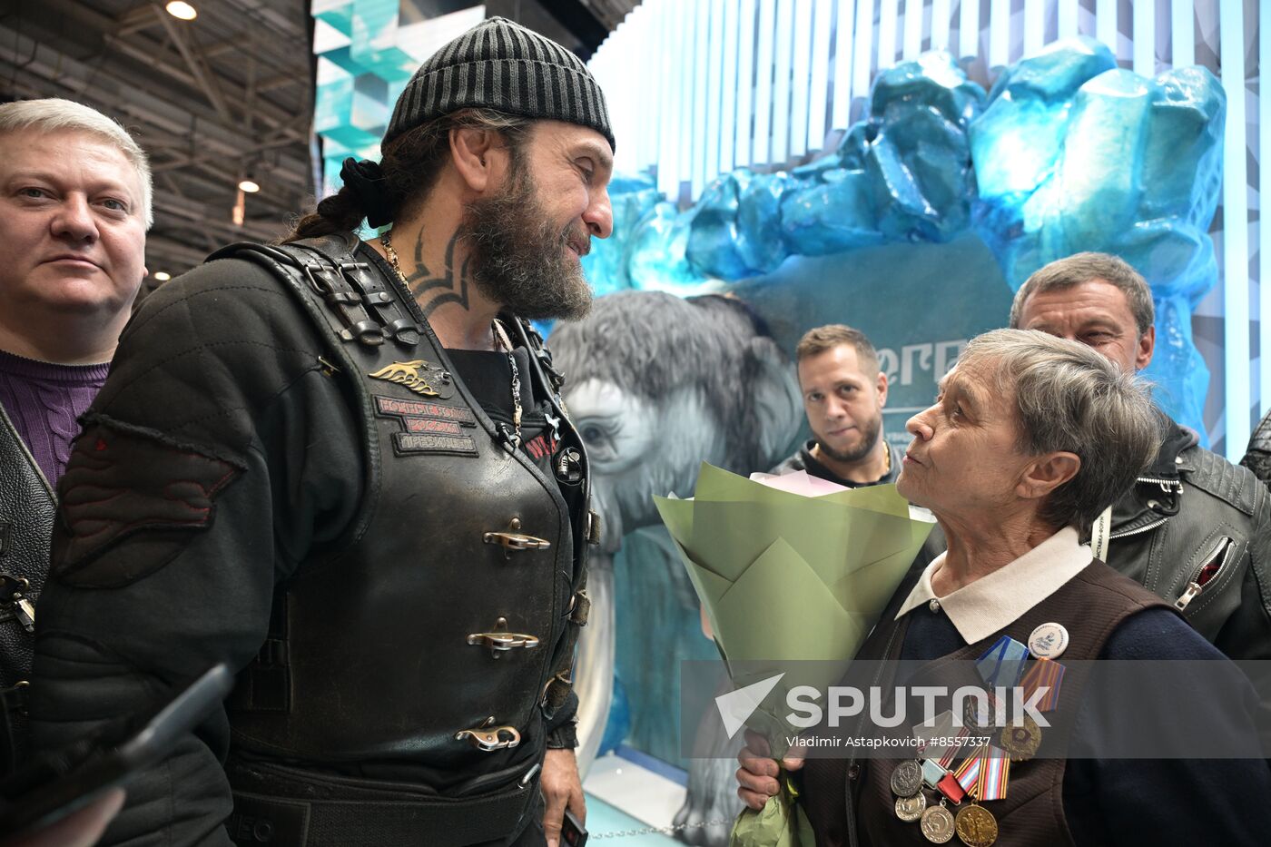 Night Wolves bikers' club president Alexander 'Surgeon' Zaldastanov visits RUSSIA EXPO