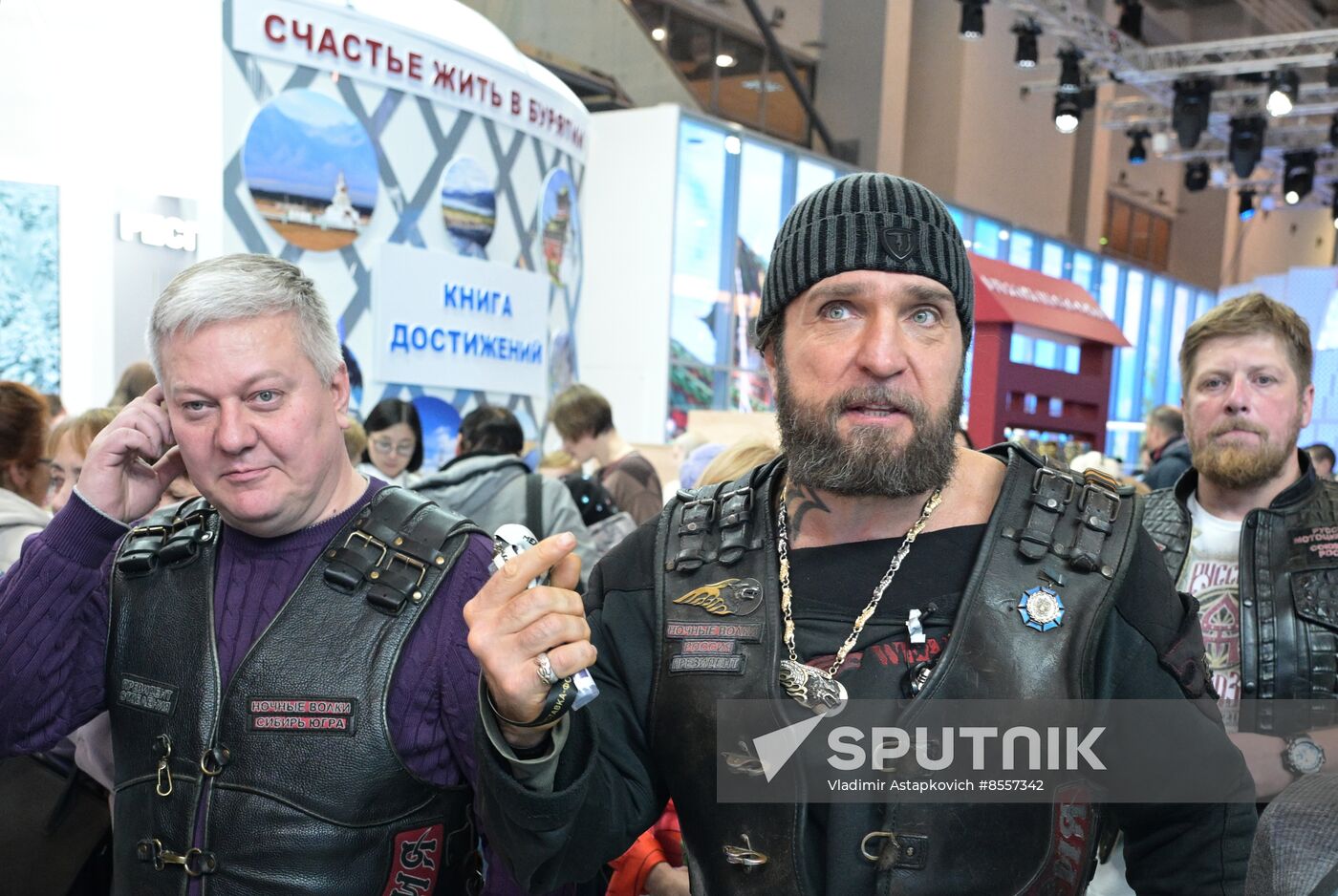 Night Wolves bikers' club president Alexander 'Surgeon' Zaldastanov visits RUSSIA EXPO