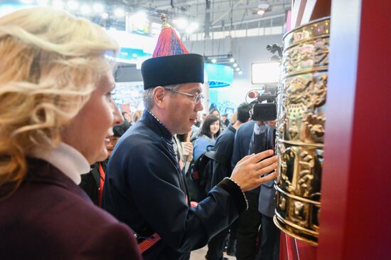 RUSSIA EXPO. Republic of Buryatia Day. Head of the Republic of Buryatia Alexei Tsydenov. Location: Russia, Moscow. Author: Ilya Pitalev/Sputnik. RUSSIA EXPO. Republic of Buryatia Day