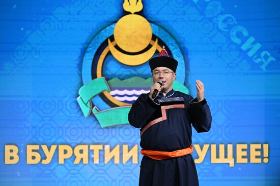RUSSIA EXPO. Republic of Buryatia Day. Head of the Republic of Buryatia Alexei Tsydenov. Location: Russia, Moscow. Author: Ramil Sitdikov/Sputnik. RUSSIA EXPO. Republic of Buryatia Day