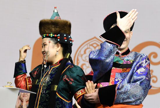 RUSSIA EXPO. Wedding ceremony in Buryat traditions
