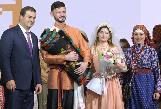 International RUSSIA EXPO forum and exhibition. Wedding in Tyukalinsk