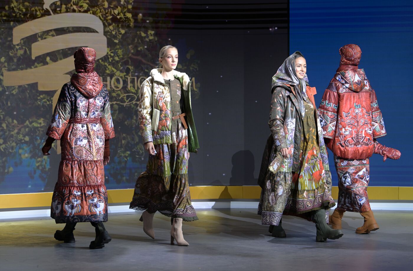 International RUSSIA EXPO forum and exhibition. Ethnic Runway fashion show and Russian Space performance