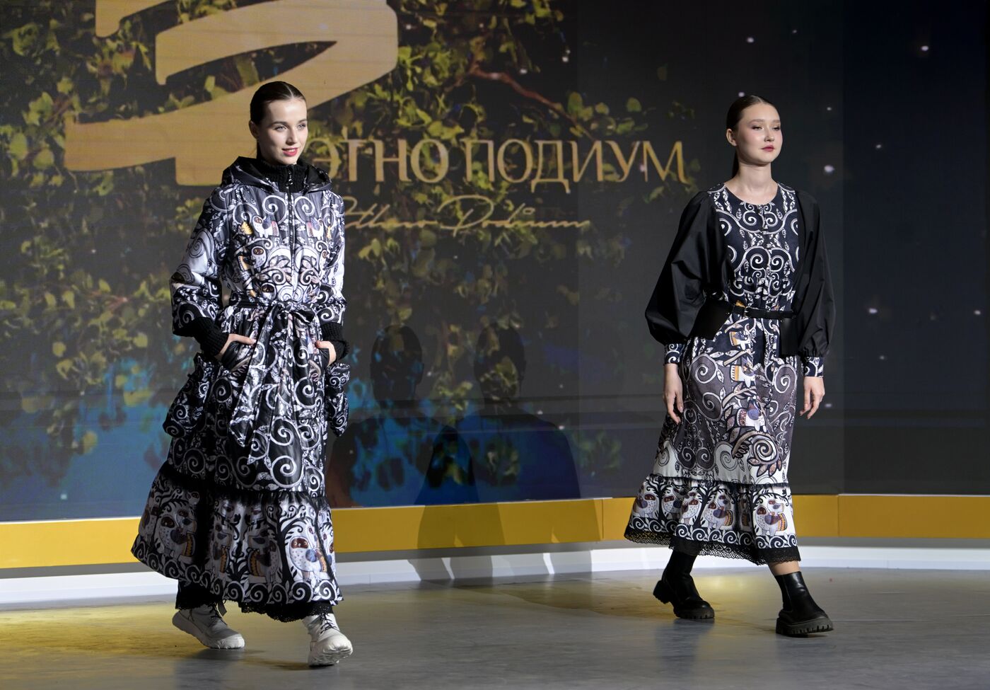 International RUSSIA EXPO forum and exhibition. Ethnic Runway fashion show and Russian Space performance