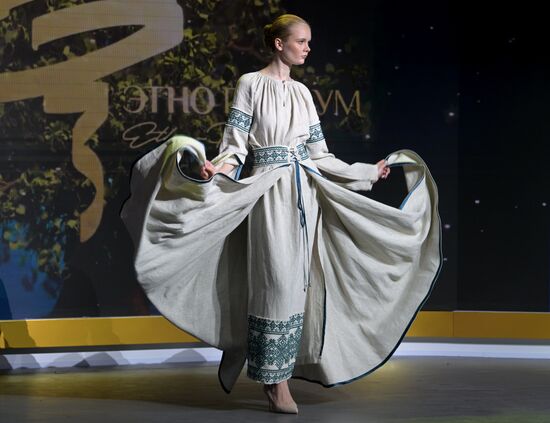International RUSSIA EXPO forum and exhibition. Ethnic Runway fashion show and Russian Space performance