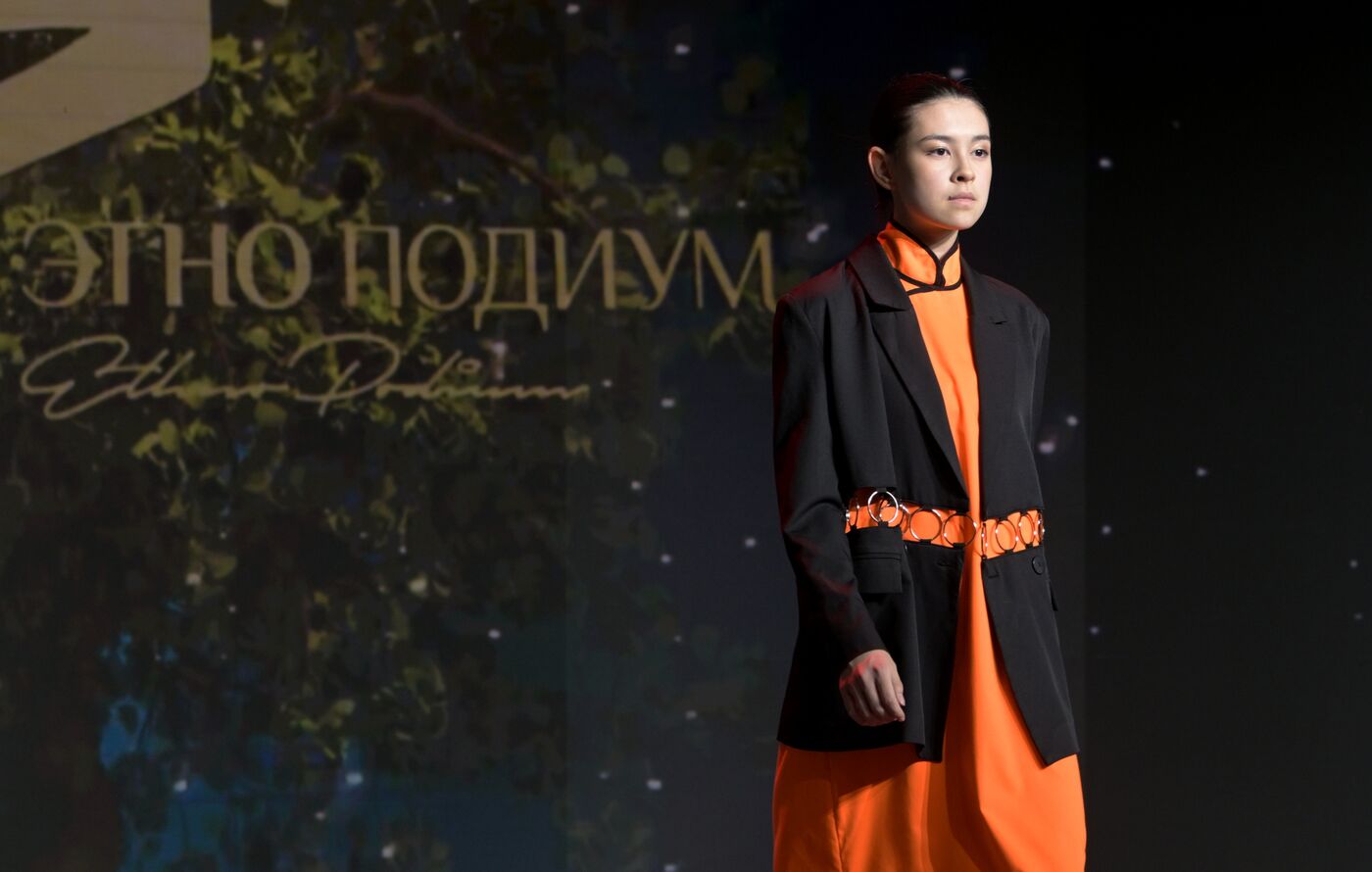 International RUSSIA EXPO forum and exhibition. Ethnic Runway fashion show and Russian Space performance