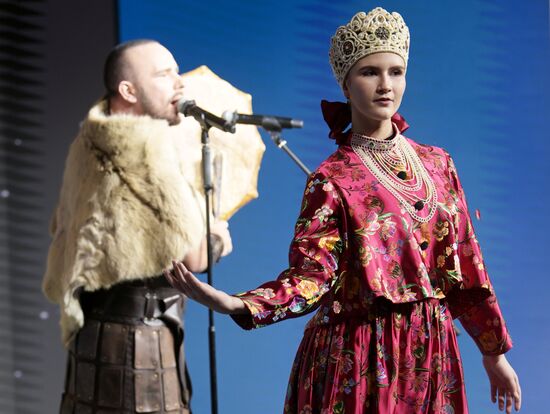 International RUSSIA EXPO forum and exhibition. Ethnic Runway fashion show and Russian Space performance