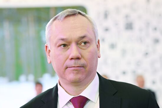 The International RUSSIA EXPO forum and exhibition. The opening of Day of Novosibrisk Region, presentation of the region at Pavilion 75. Pictured: Andrei Travnikov, Governor of the Novosibirsk Region. Location: Russia, Moscow. Author: Sergey Pyatakov/Sputnik. RUSSIA EXPO. Day of Novosibrisk Region