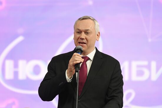 The International RUSSIA EXPO forum and exhibition. In Siberia, You Eat, a festival of Siberian cuisine at Pavilion K. Pictured: Andrei Travnikov, Governor of the Novosibirsk Region. Location: Russia, Moscow. Author: Sergey Pyatakov/Sputnik. RUSSIA EXPO. Day of Novosibrisk Region