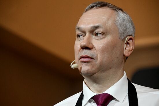 The International RUSSIA EXPO forum and exhibition. In Siberia, You Eat, a festival of Siberian cuisine at Pavilion K. Pictured: Andrei Travnikov, Governor of the Novosibirsk Region. Location: Russia, Moscow. Author: Kirill Kallinikov/Sputnik. RUSSIA EXPO. In Siberia, You Eat, a festival of Siberian cuisine