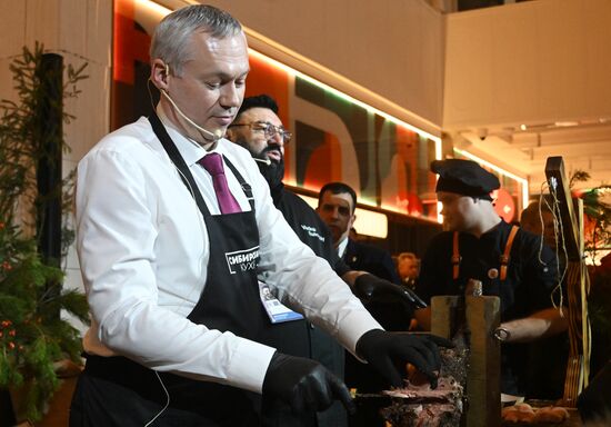 The International RUSSIA EXPO forum and exhibition. In Siberia, You Eat, a festival of Siberian cuisine at Pavilion K. Pictured: Andrei Travnikov, Governor of the Novosibirsk Region. Location: Russia, Moscow. Author: Kirill Kallinikov/Sputnik. RUSSIA EXPO. In Siberia, You Eat, a festival of Siberian cuisine