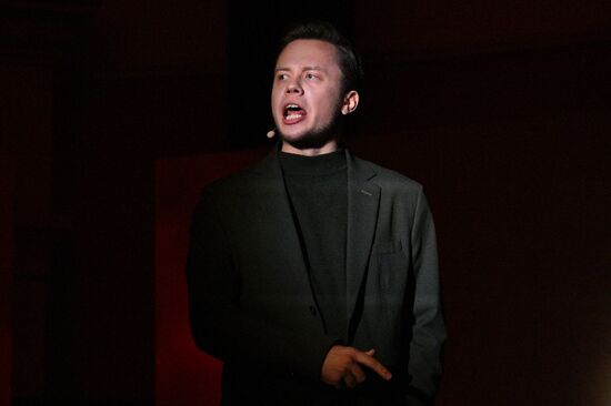 The International RUSSIA EXPO forum and exhibition. Pavilion 58 (The Slovo Museum of Slavic Literature). Pictured: Poet Mark Leshkevich. Location: Russia, Moscow. Author: Ramil Sitdikov/Sputnik. RUSSIA EXPO. Concert: The Real Ones
