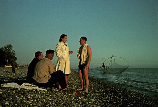 Vacationers on Sochi health resort beach