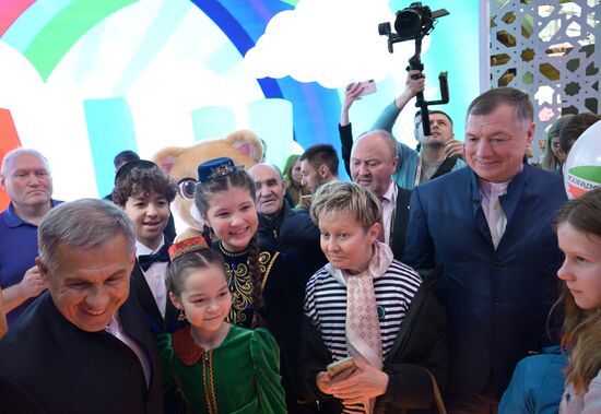The International RUSSIA EXPO forum and exhibition. The opening of Day of the Region - the presentation of the Republic of Tatarstan at Pavilion 75. Right: Marat Khusnullin, Russian Deputy Prime Minister. Left: Rustam Minnikhanov, Head of the Republic of Tatarstan. Location: Russia, Moscow. Author: Evgeny Biyatov/Sputnik. RUSSIA EXPO. Day of the Region - Republic of Tatarstan