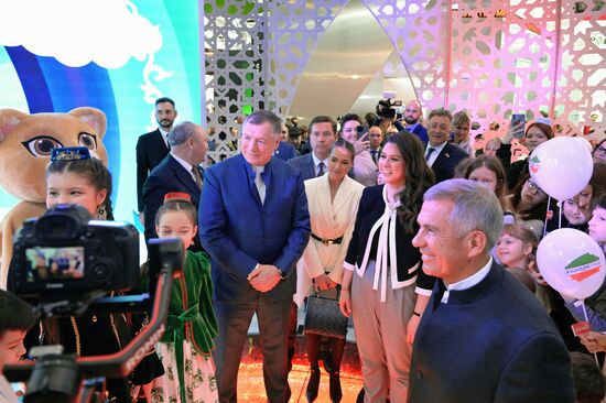 The International RUSSIA EXPO forum and exhibition. The opening of Day of the Region - the presentation of the Republic of Tatarstan at Pavilion 75. Left-center: Marat Khusnullin, Russian Deputy Prime Minister. Right: Rustam Minnikhanov, Head of the Republic of Tatarstan. Location: Russia, Moscow. Author: Evgeny Biyatov/Sputnik. RUSSIA EXPO. Day of the Region - Republic of Tatarstan