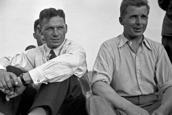 Aircraft designer Sergei Ilyushin and pilot Vladimir Kokkinaki