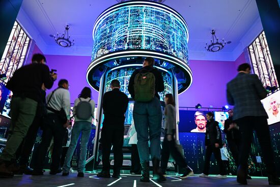 The International RUSSIA EXPO Forum and Exhibition. Opening of Pavilion 59 Cities for Life Come True. Location: Russia, Moscow. Author: Grigory Sysoev/Sputnik. RUSSIA EXPO. Opening of Pavilion 59 Cities for Life Come True
