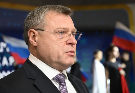 The International RUSSIA EXPO Forum and Exhibition. Astrakhan Region Day. Pavilion 75. Governor of the Astrakhan Region Igor Babushkin. Location: Russia, Moscow. Author: Kirill Kallinikov/Sputnik. RUSSIA EXPO. Astrakhan Region Day