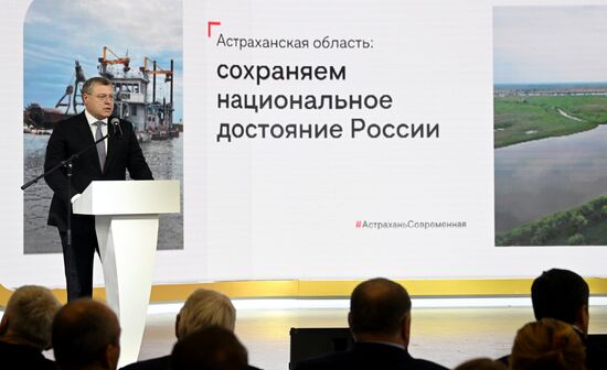 The International RUSSIA EXPO Forum and Exhibition. Astrakhan Region Day. Pavilion 75. Governor of the Astrakhan Region Igor Babushkin. Location: Russia, Moscow. Author: Kirill Kallinikov/Sputnik. RUSSIA EXPO. Astrakhan Region Day