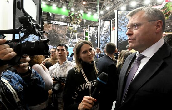 The International RUSSIA EXPO Forum and Exhibition. Astrakhan Region Day. Pavilion 75. Press briefing by Governor of the Astrakhan Region Igor Babushkin. Location: Russia, Moscow. Author: Kirill Kallinikov/Sputnik. RUSSIA EXPO. Astrakhan Region Day