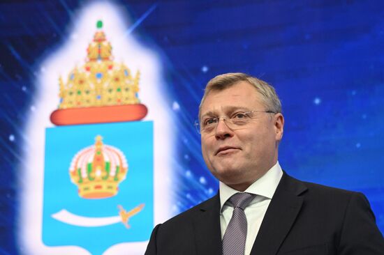 The International RUSSIA EXPO Forum and Exhibition. Astrakhan Region Day. Pavilion 75. Governor of the Astrakhan Region Igor Babushkin. Location: Russia, Moscow. Author: Kirill Kallinikov/Sputnik. RUSSIA EXPO. Astrakhan Region Day