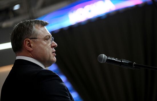 The International RUSSIA EXPO Forum and Exhibition. Astrakhan Region Day. Pavilion 75. Governor of the Astrakhan Region Igor Babushkin. Location: Russia, Moscow. Author: Kirill Kallinikov/Sputnik. RUSSIA EXPO. Astrakhan Region Day