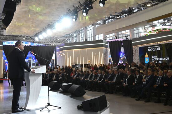The International RUSSIA EXPO Forum and Exhibition. Astrakhan Region Day. Pavilion 75. Igor Babushkin, Governor of the Astrakhan Region. Location: Russia, Moscow. Author: Kirill Kallinikov/Sputnik. RUSSIA EXPO. Astrakhan Region Day