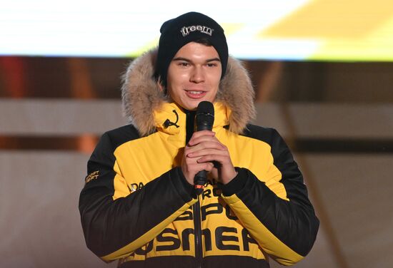 The International RUSSIA EXPO exhibition and forum. The Lada Granta Dream Car Lottery from Rosneft Co. and the Lada Sport Rosneft racing team on the Main Street Stage. Pilot Maxim Turiyev of the Lada Sport Rosneft racing team. Location: Russia, Moscow. Author: Maksim Blinov/Sputnik. RUSSIA EXPO. Lada Granta Dream Car Lottery from Rosneft Co. and Lada Sport Rosneft Racing Team