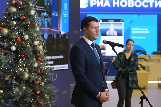 The RUSSIA EXPO International Exhibition and Forum. Kaliningrad Region Day. Press Scrum. Kaliningrad Region Governor Anton Alikhanov. Location: Russia, Moscow. Author: Alexey Nikolskiy/Sputnik. RUSSIA EXPO. Kaliningrad Region Day