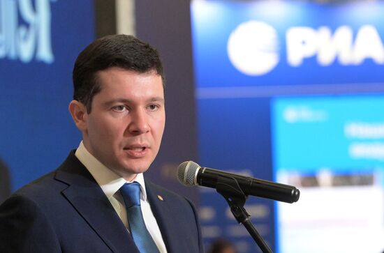 The RUSSIA EXPO International Exhibition and Forum. Kaliningrad Region Day. Press Scrum. Kaliningrad Region Governor Anton Alikhanov. Location: Russia, Moscow. Author: Alexey Nikolskiy/Sputnik. RUSSIA EXPO. Kaliningrad Region Day