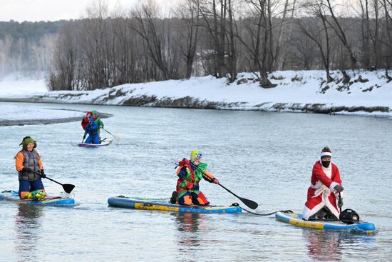 Russia New Year Season Sup Surfing