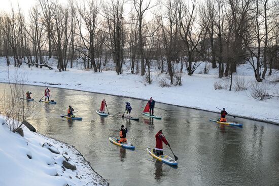 Russia New Year Season Sup Surfing