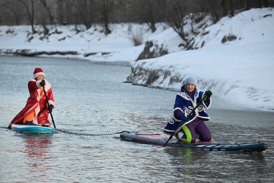 Russia New Year Season Sup Surfing