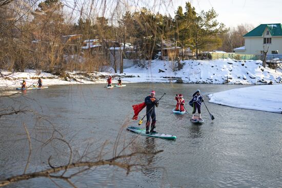 Russia New Year Season Sup Surfing