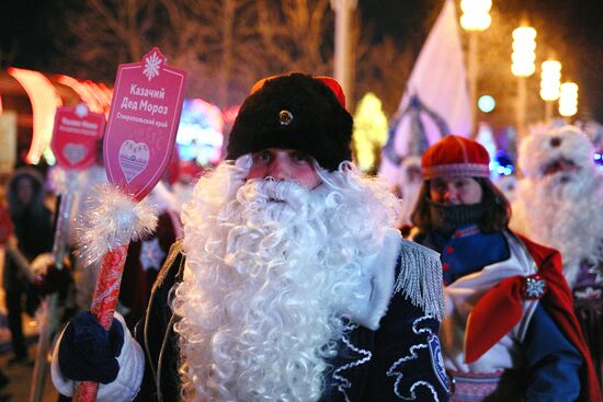 The International RUSSIA EXPO forum and exhibition. A Father Frost parade. Cossack Father Frost of the Stavropol Territory. Location: Russia, Moscow. Author: Ramil Sitdikov/Sputnik. RUSSIA EXPO. Father Frost Parade