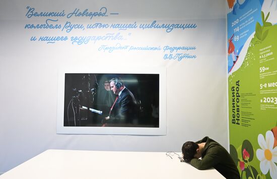 International RUSSIA EXPO forum and exhibition. Novgorod Region display stand, Pavilion No. 75. Location: Russia, Moscow. Author: Stanislav Krasilnikov/Sputnik. RUSSIA EXPO