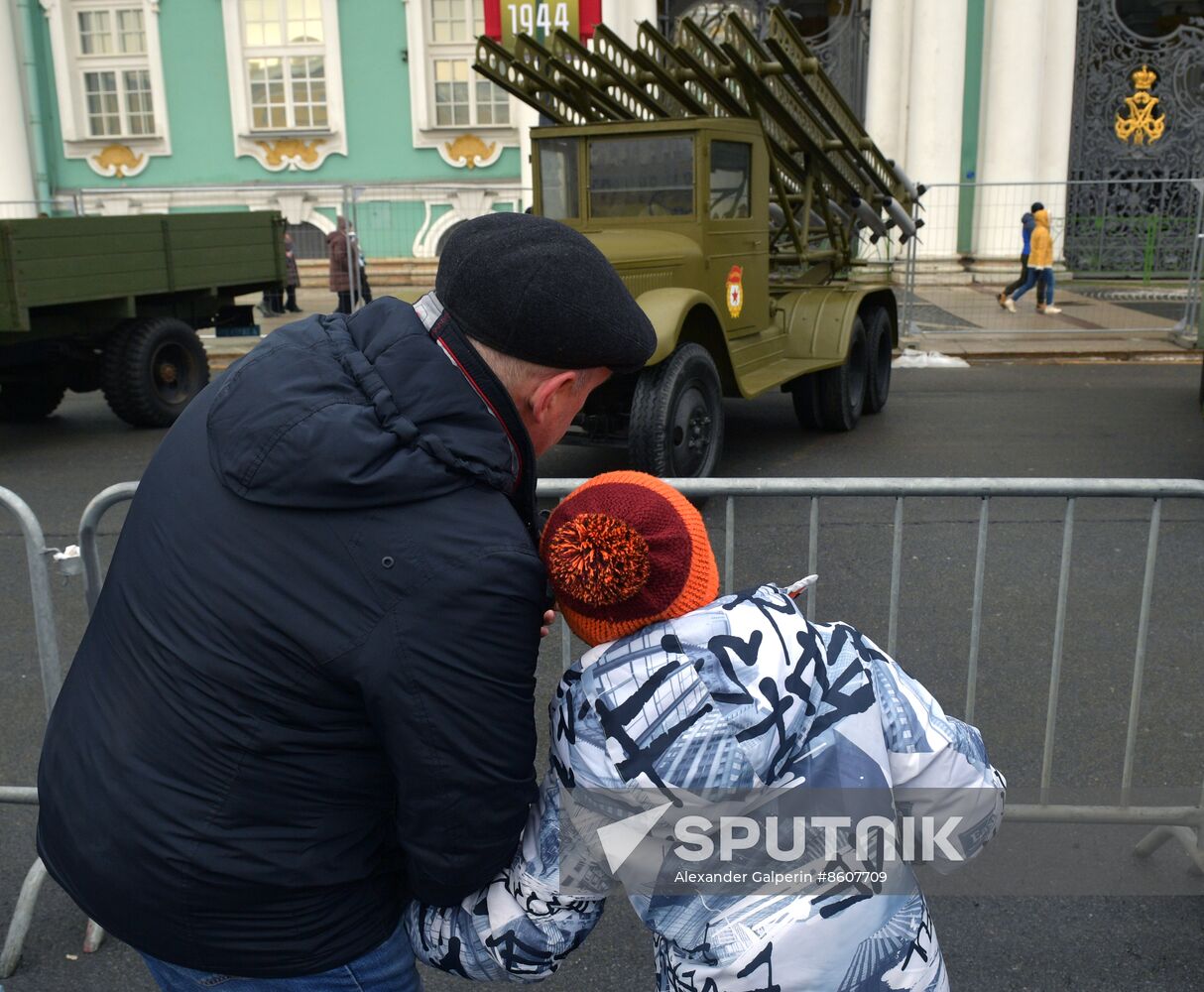 Russia WWII Leningrad Siege Lifting Anniversary Military Vehicles Exhibition