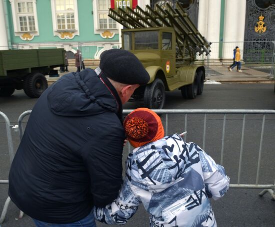 Russia WWII Leningrad Siege Lifting Anniversary Military Vehicles Exhibition