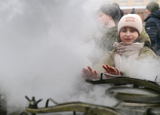 Russia WWII Leningrad Siege Lifting Anniversary Military Vehicles Exhibition