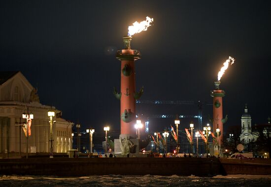 Russia WWII Leningrad Siege Lifting Anniversary Flames