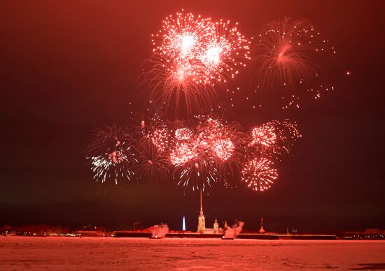 Russia WWII Leningrad Siege Lifting Anniversary Fireworks