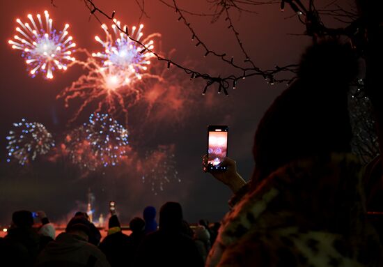 Russia WWII Leningrad Siege Lifting Anniversary Fireworks