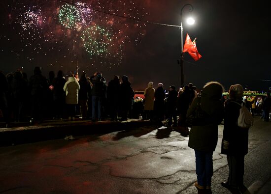 Russia WWII Leningrad Siege Lifting Anniversary Fireworks