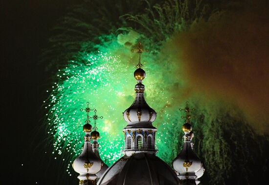 Russia WWII Leningrad Siege Lifting Anniversary Fireworks