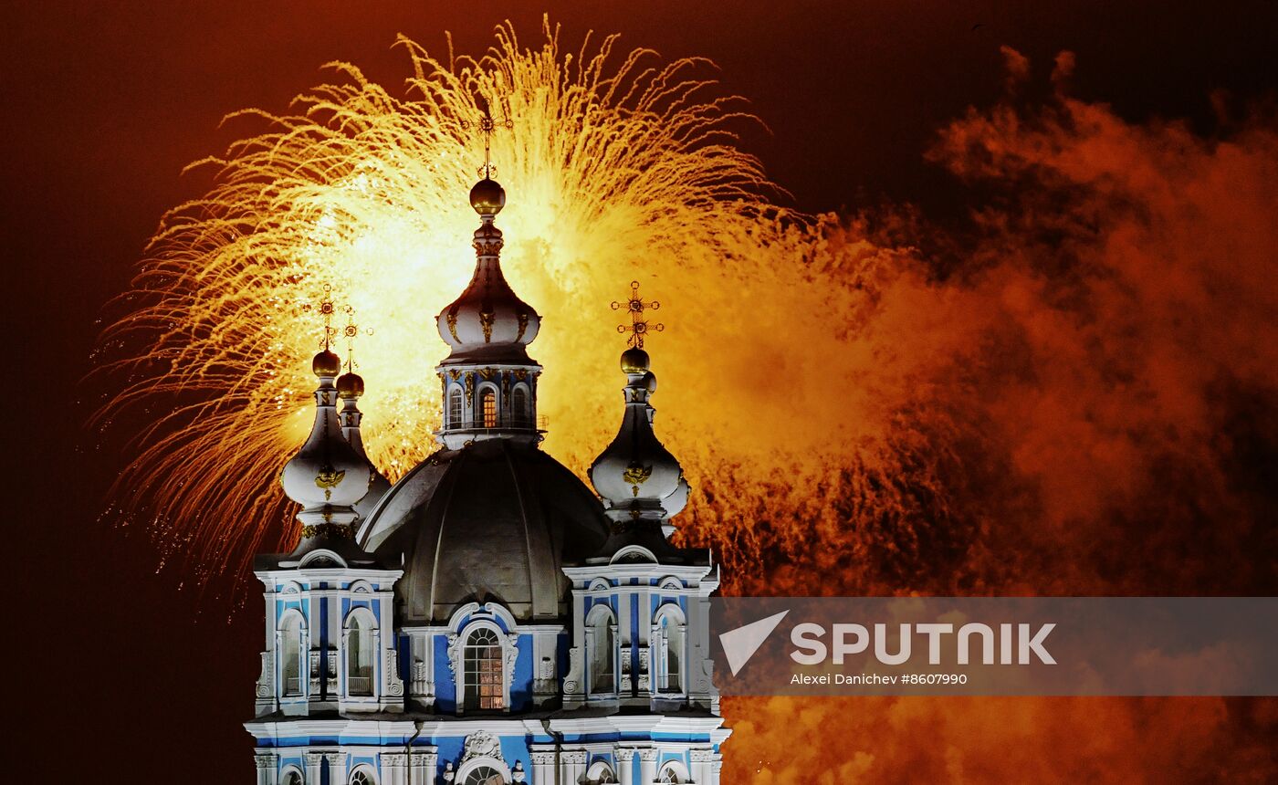 Russia WWII Leningrad Siege Lifting Anniversary Fireworks