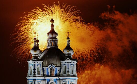 Russia WWII Leningrad Siege Lifting Anniversary Fireworks