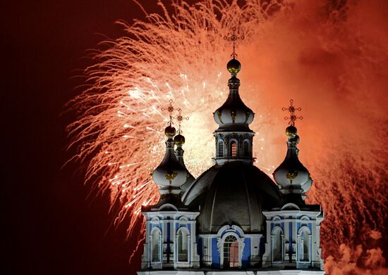 Russia WWII Leningrad Siege Lifting Anniversary Fireworks