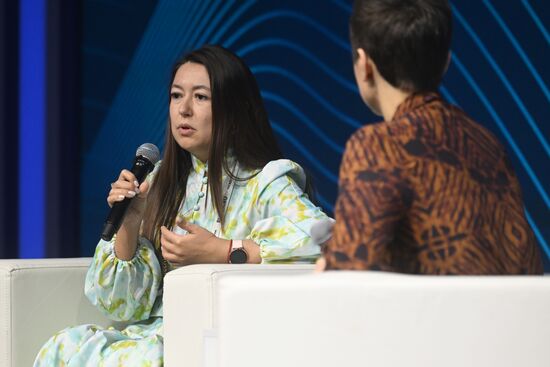 The International RUSSIA EXPO Exhibition and Forum. Plenary session, Key Achievements and Results in Transport Industry, at pavilion No.75. Tatyana Gorovaya, First Deputy General Director of the Center for Strategic Research Foundation, Chair of the Public Council under the Ministry of Transport of the Russian Federation. Location: Russia, Moscow. Author: Mikhail Voskresenskiy/Sputnik. RUSSIA EXPO. Plenary session, Key Achievements and Results in Transport Industry